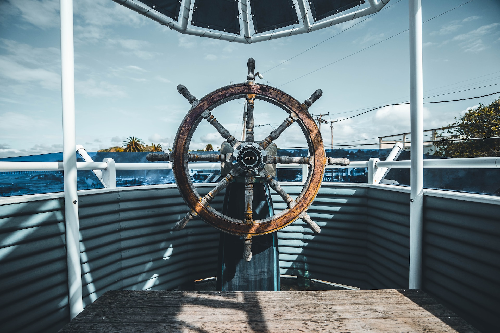 the helm of a boat