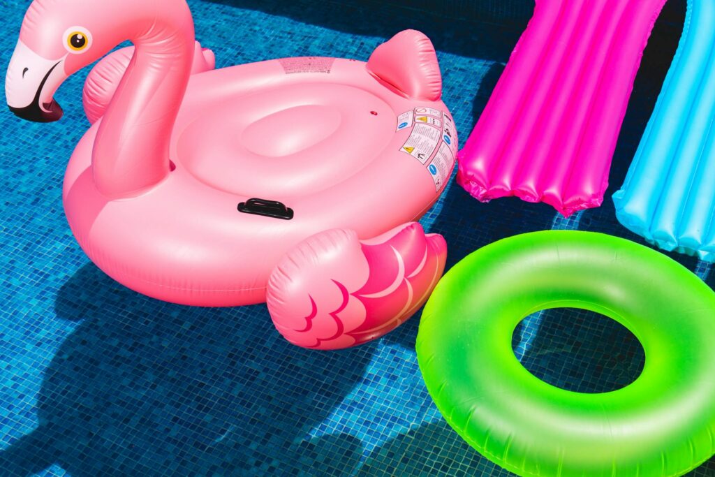 A view of pool floaties