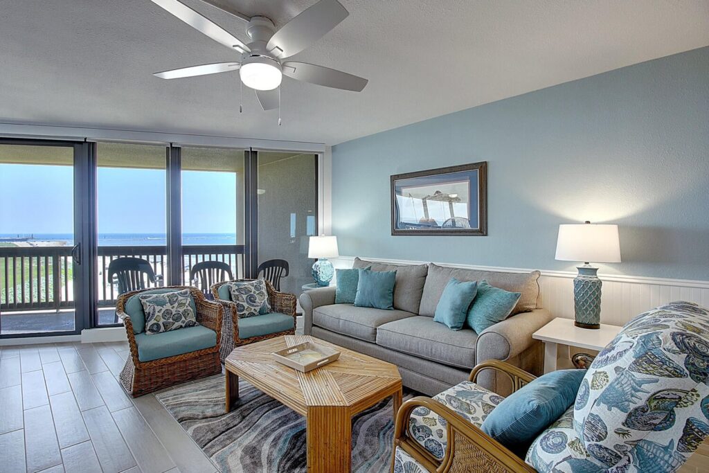 Living room in one of our Port Aransas condos